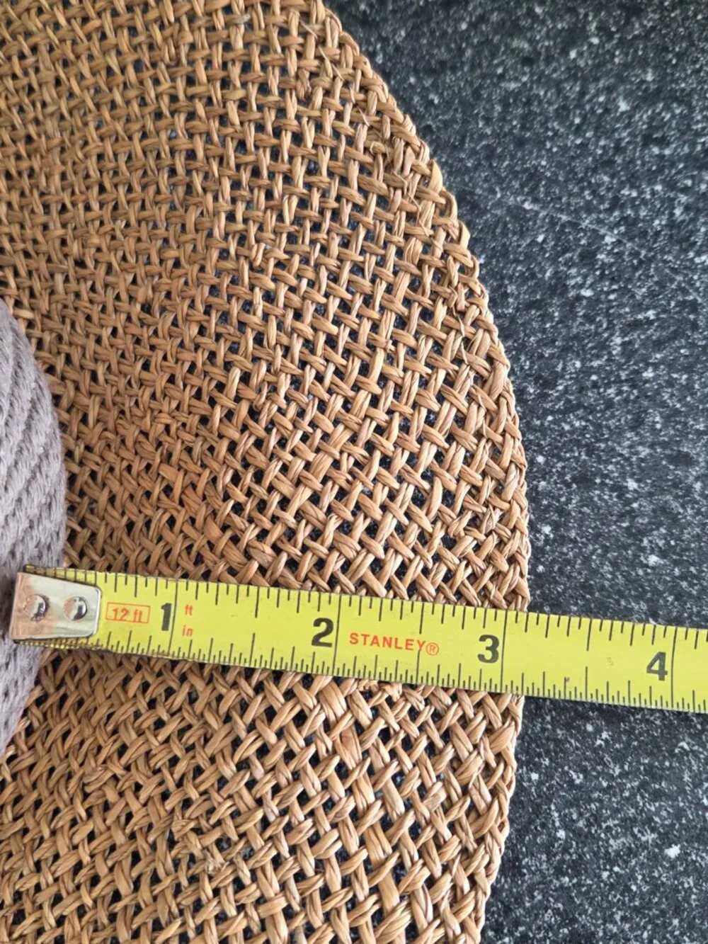 Straw hat with gray fabric band Wide 3